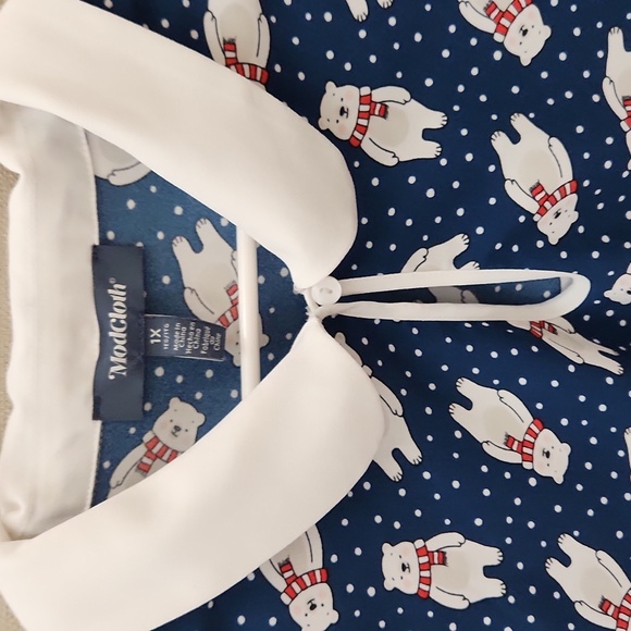 Modcloth Positive First Impressions Polar Bear Blouse Size 1X - Picture 2 of 14